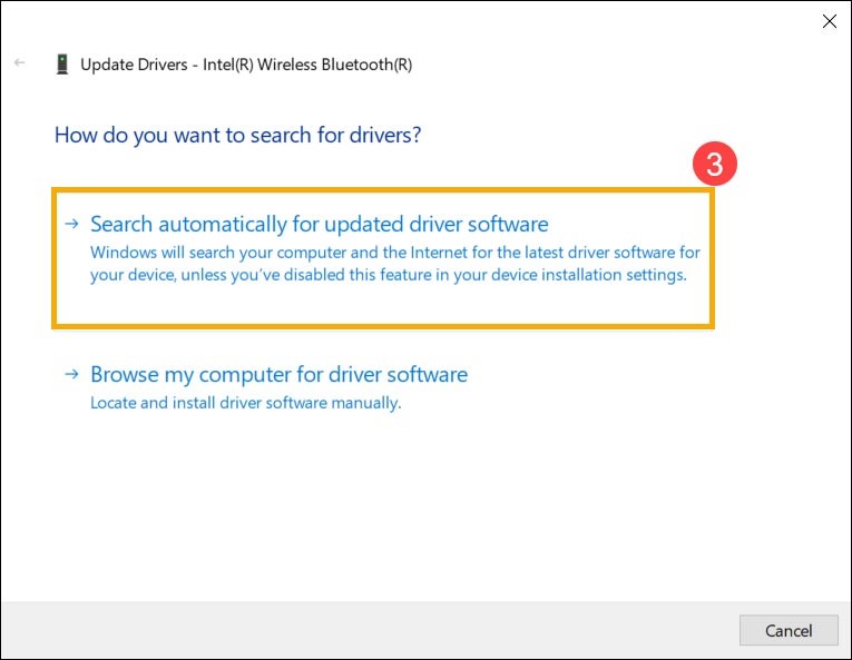 Search automatically for updated driver software