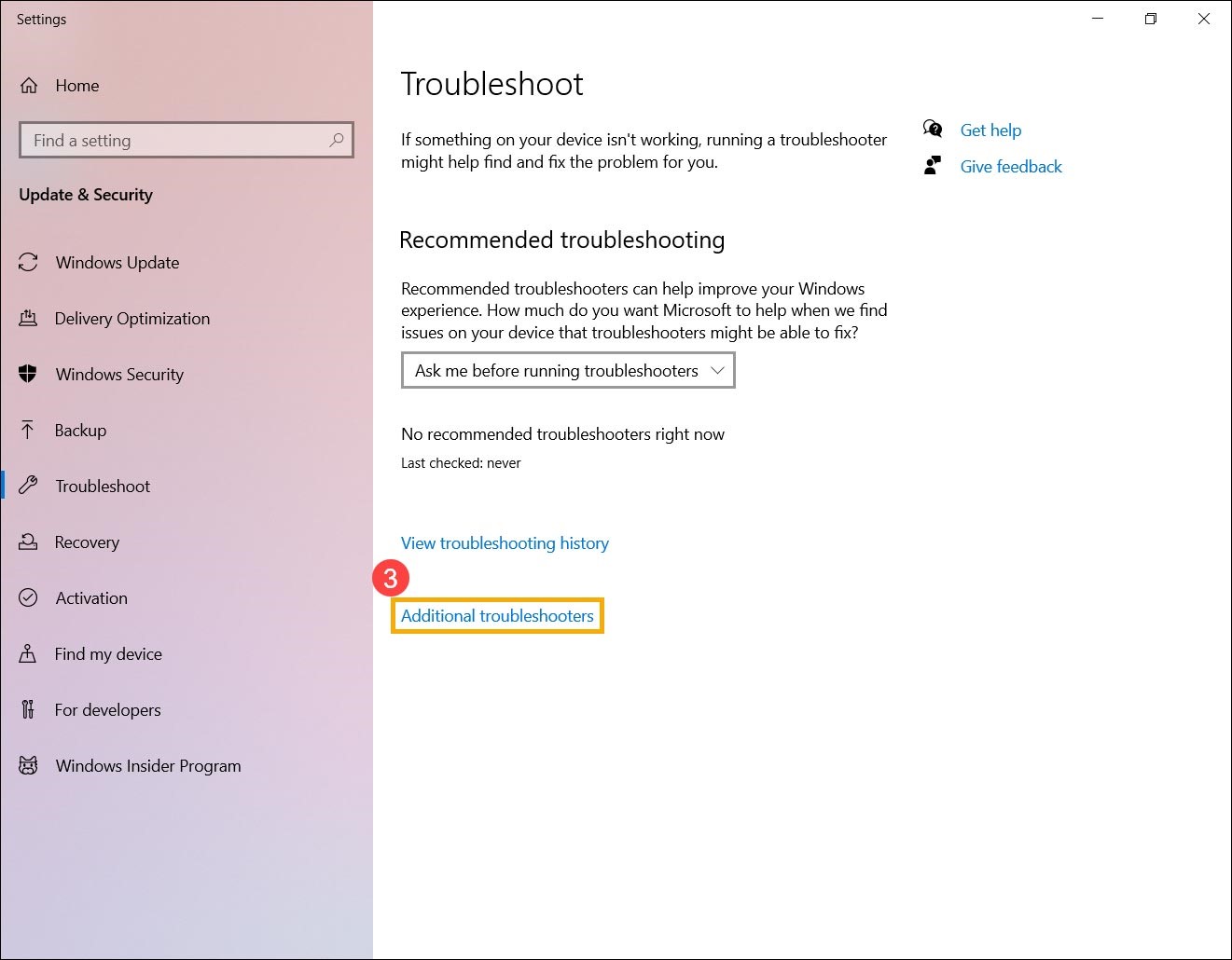 Additional troubleshooters