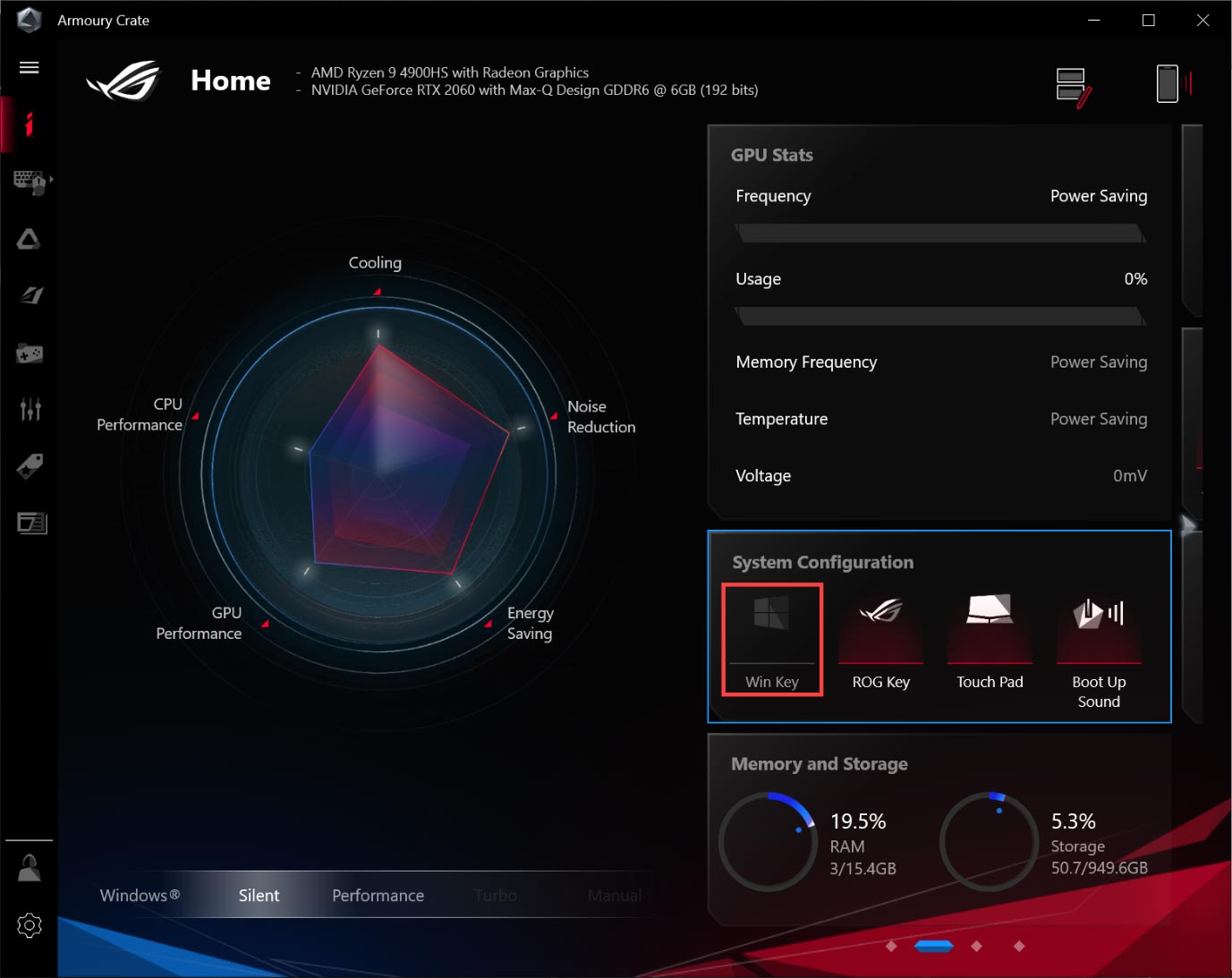 تنظیمات نرم افزار Armoury Crate