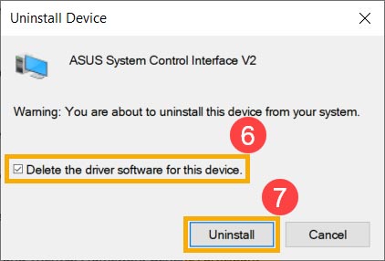 گزینه Delete the driver software for this device 