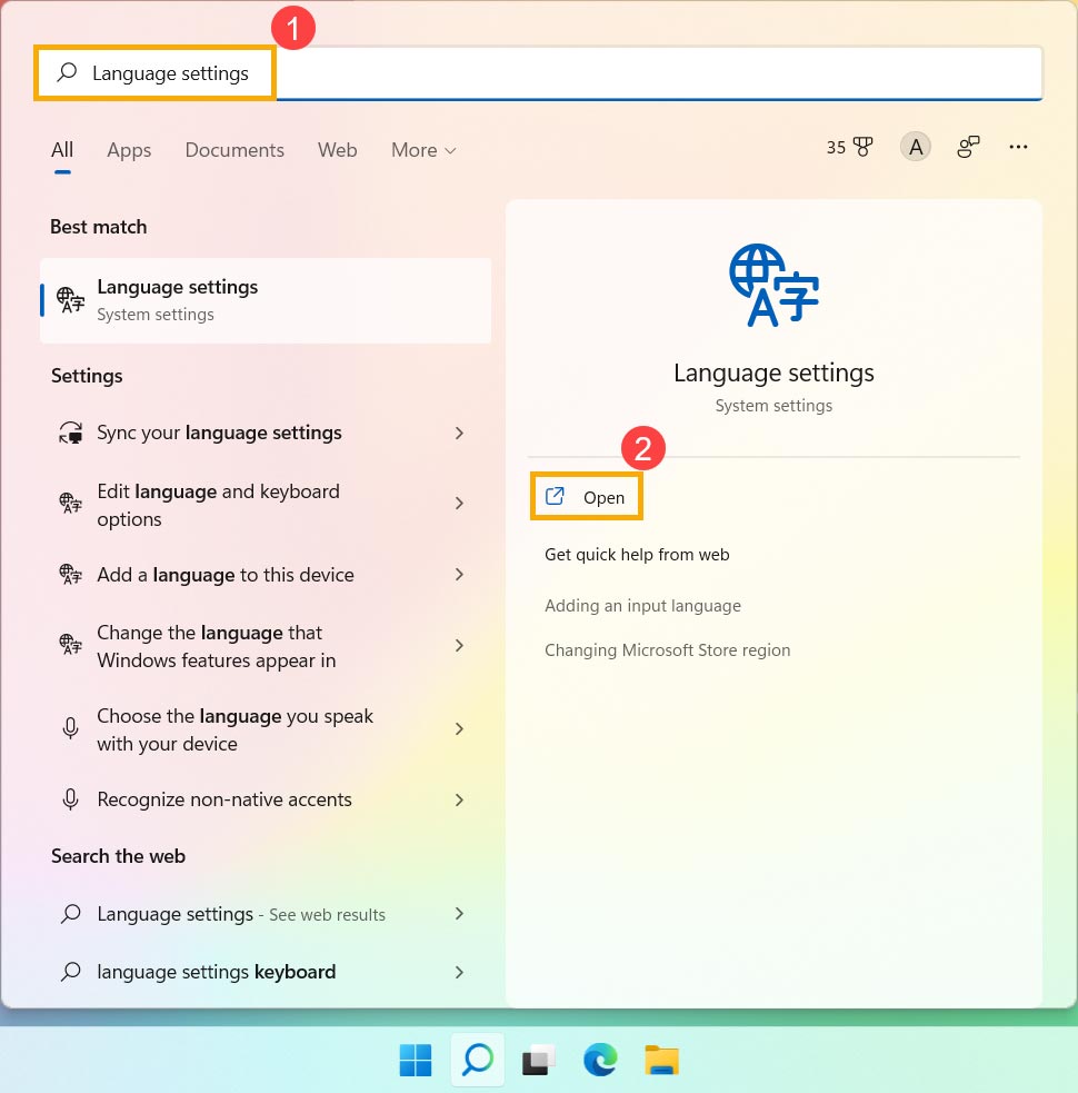 جستجوی عبارت Language setting 