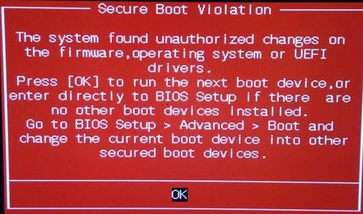 رفع خطای Secure Boot Violation